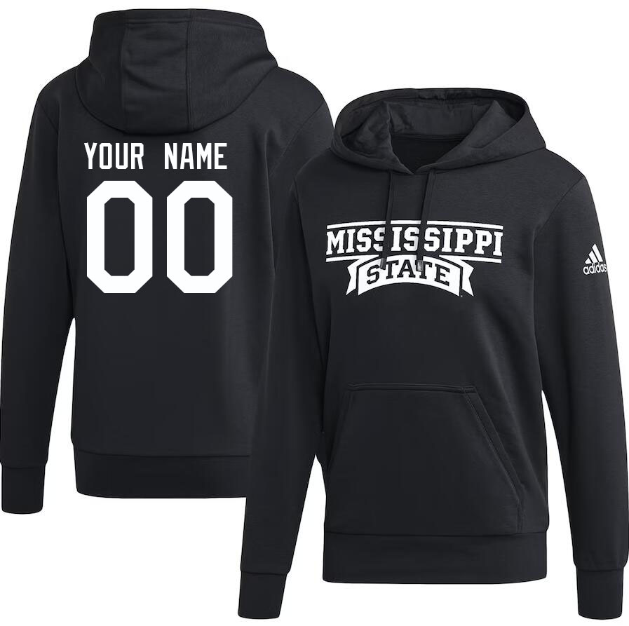 Custom Mississippi State Bulldogs College Name And Number Hoodie-Black